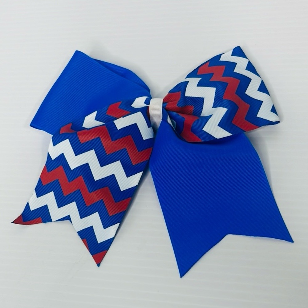 Red, White and Blue Chevron Hair Bow
